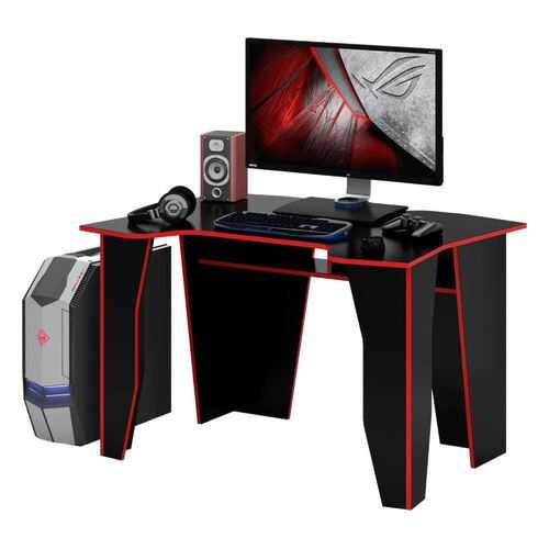 Компьютерный стол МФ Мастер Страйкер 120x89,2x75, черный с красной кромкой в Лазурит