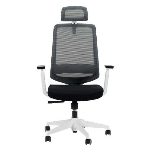 Компьютерное кресло Лондон Офис white/Сиденье ткань черная / Спинка сетка черная в Лазурит