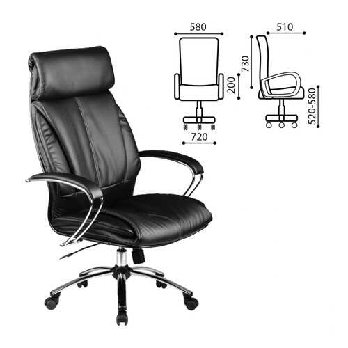 Кресло офисное МЕТТА LK-13CH, кожа, хром, черное в Лазурит