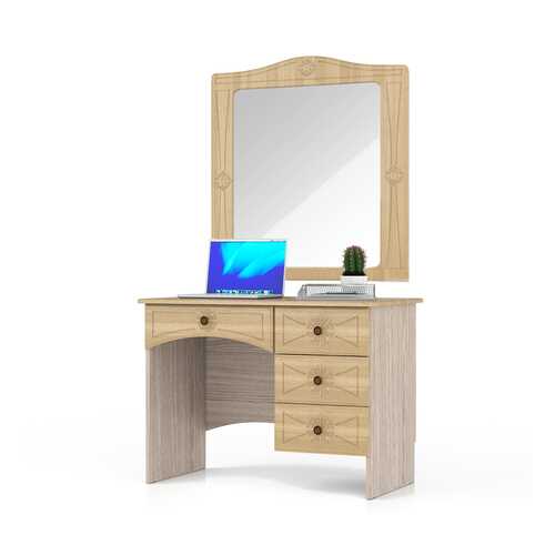 Стол с зеркалом Мебельный Двор Онега МД-1-06+ЗН-1 лён/ясень шимо светлый 102х59х185 в Лазурит