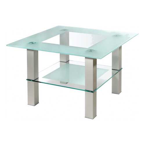 Журнальный столик Мебелик Кристалл 1 1134 75х75х51 см, алюминий/прозрачное в Лазурит